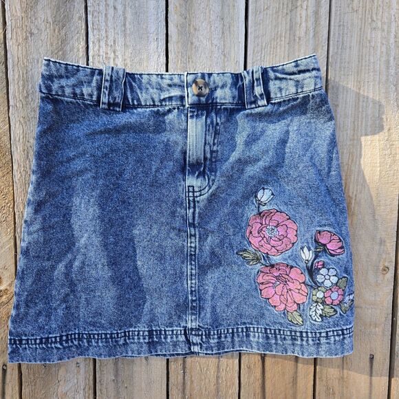 Blue Rain Dresses & Skirts - Francesca's Blue Rain Denim Skirt Embroidered Mini Size XS Y2K 90s Retro NWT